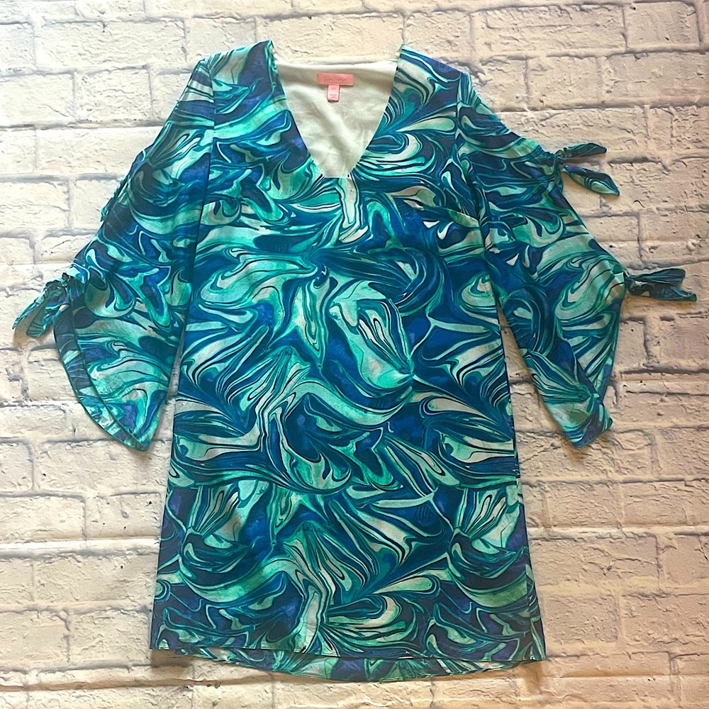 Lilly Pulitzer Alila Stretch Silk Dress - Ikat Blue - Ocean Waves